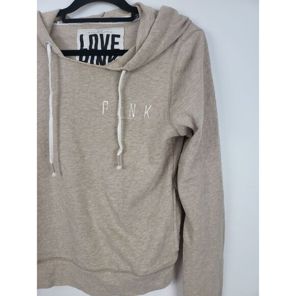 Pink Victoria's Secret Sweeatshirt Hooded S/P Womens Tan Long Sleeve Crew Neck - Picture 2 of 5